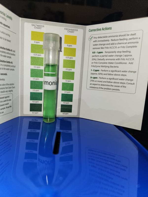 Ammonia showing between 0.5 and 1.0 ppm; API says zero