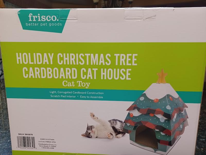 FRISCO Holiday Christmas Tree Cardboard Cat House