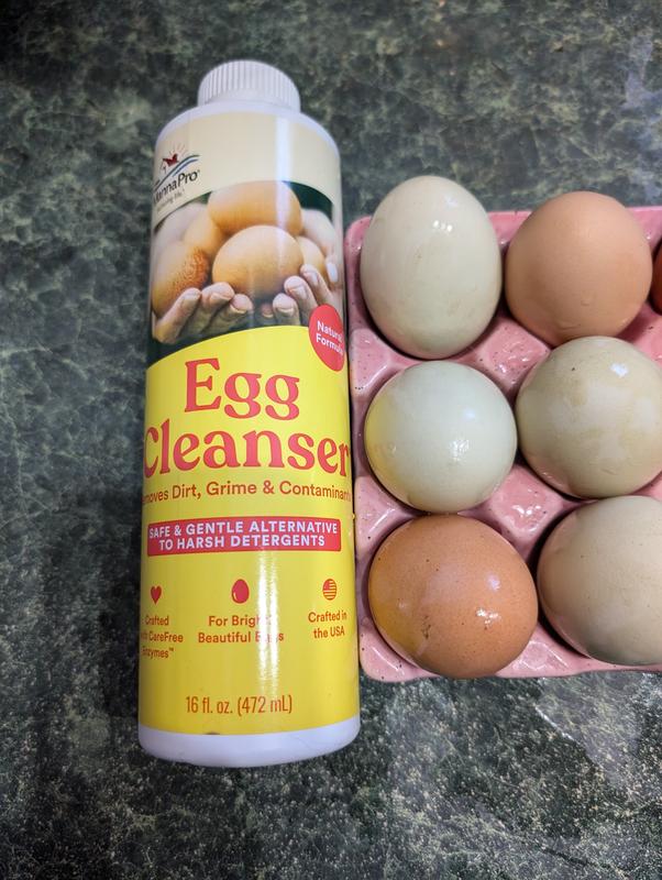 MannaPro Egg Cleanser provides a natural enzyme cleansing solution for my eggs.