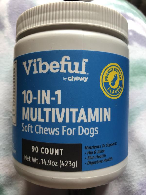Vibeful 10-in-1 Multivitamin Bites Peanut Butter Flavored Soft Chews Supplement for Dogs