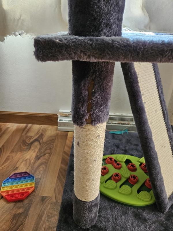 YAHEETECH 79in Plush Cat Tree & Condo, Dark Gray/White