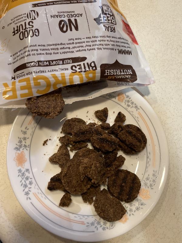 RACHAEL RAY NUTRISH Burger Bites Beef Burger with Bison Grain Free Dog Treats reviews Chewy