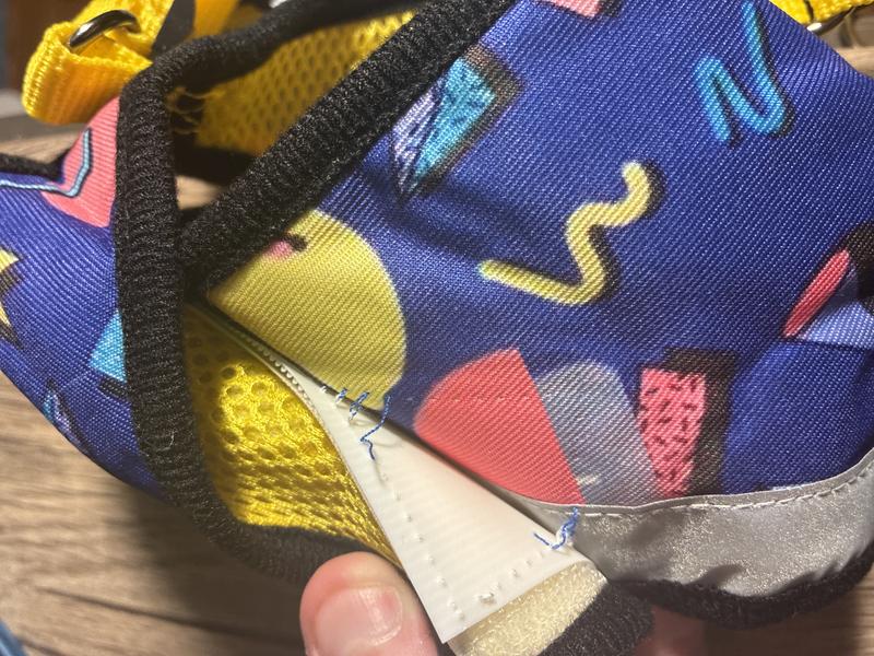 Stitching with some already torn and the rest missing entirely