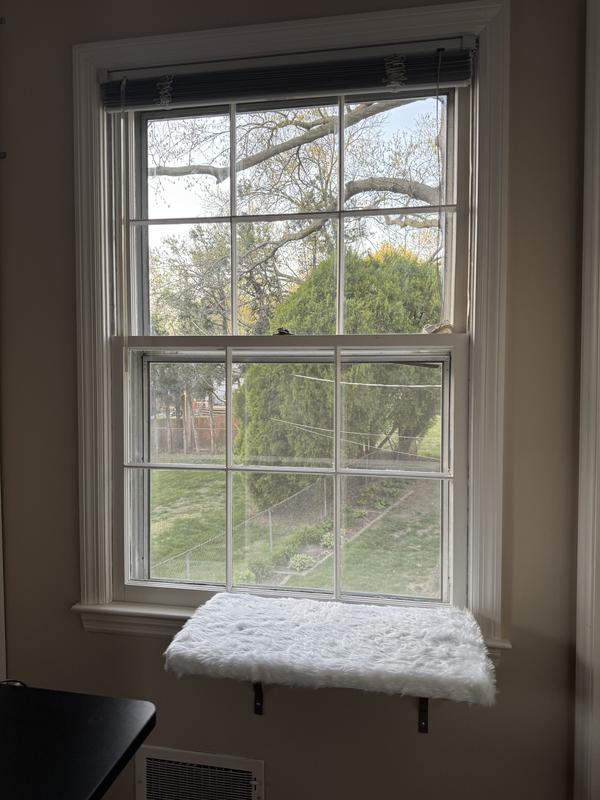 Showing the older window and the shelf installed.