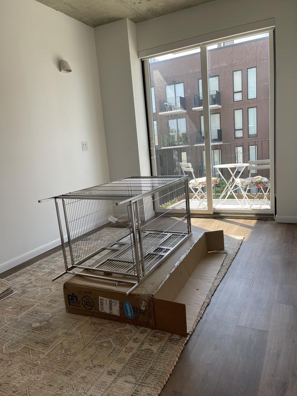 Assembling solo—used the box for leverage!