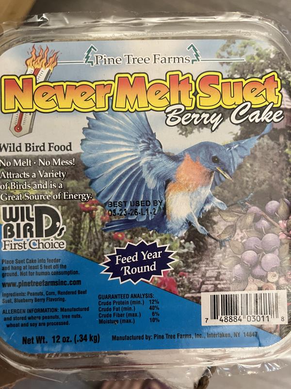Pine Tree Farms Never Melt Suet Berry Cake Bird Food, 12-oz tray, 12 count