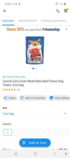 Carry outs dog treats hot sale warning