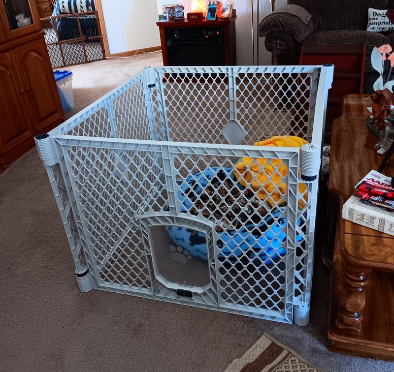 FRISCO 6-Panel Plastic Exercise Dog Playpen, Light Gray