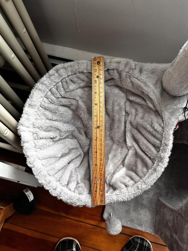 The hammock is only 12' across. Too smal for a small adult cat.