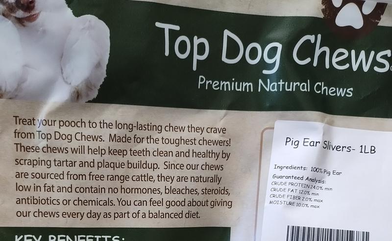 On the left it says 'sourced from free range cattle'. On the right it says 'pig ear slivers'. Would someone like to explain this?
