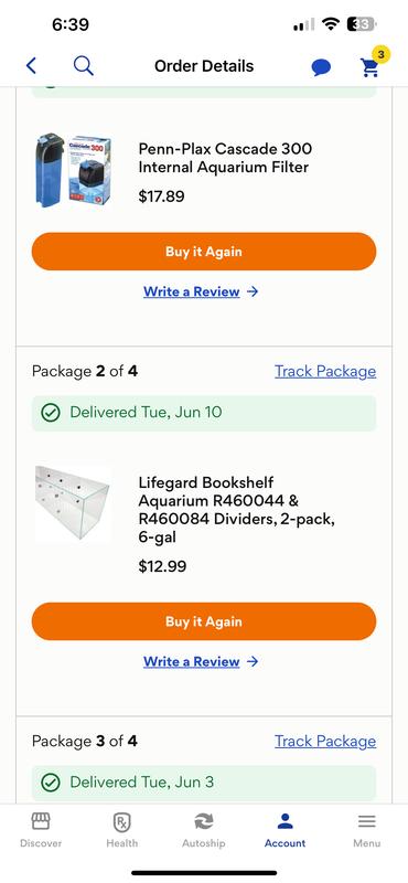 Missing bookshelf aquarium only got 2 dividers