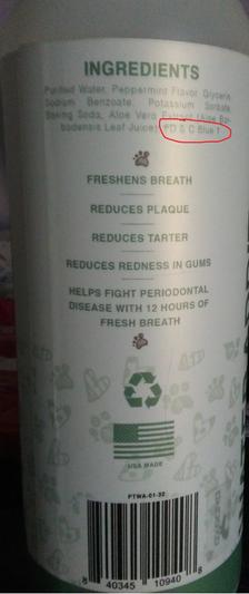 The dye information on the back