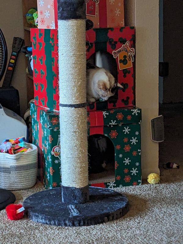 FRISCO 35in Heavy Duty Sisal Cat Scratching Post with Toy, Dark