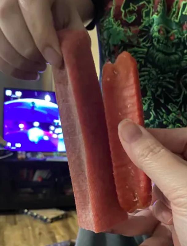 Left is a fresh one, right is after two days of chewing