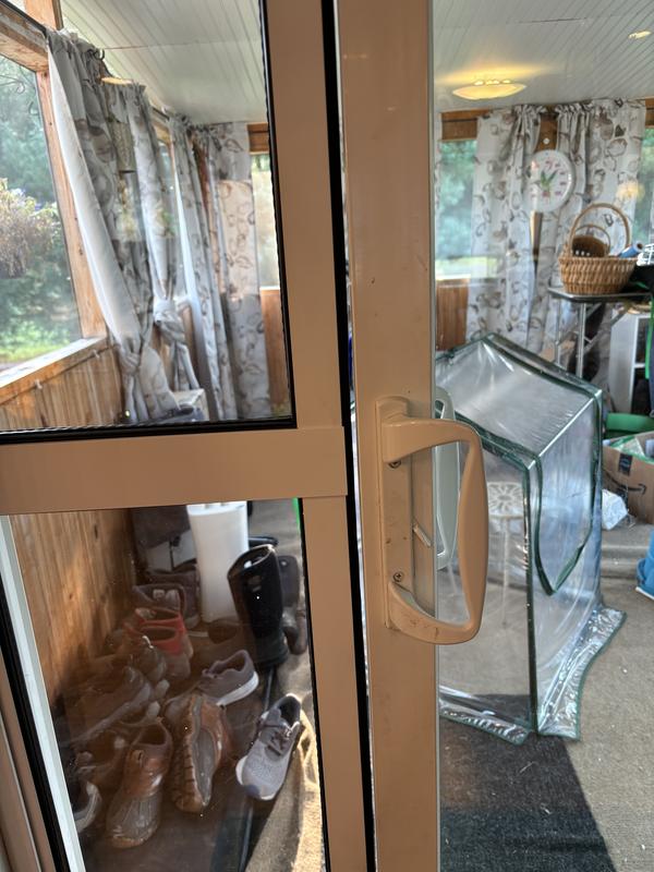 Gap in door with weather strip light showing through
