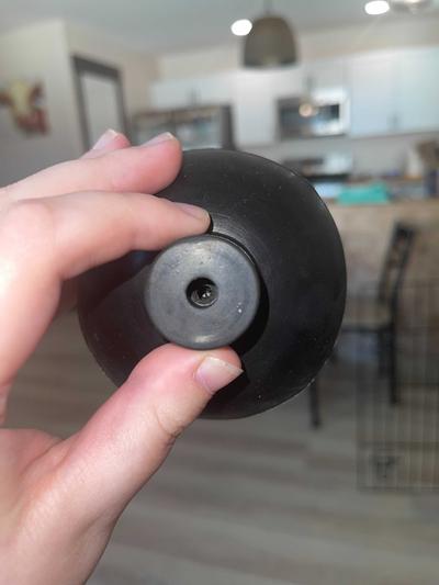 Inside of the cup, filled with rubber