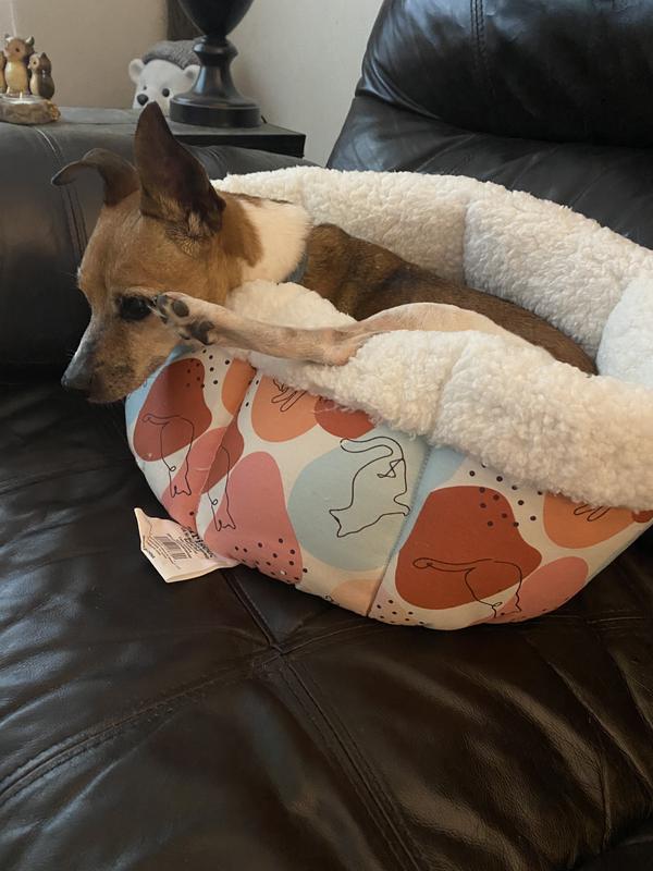 FRISCO Sherpa SelfWarming HighWalled Bolster Small Cat Bed, Calico