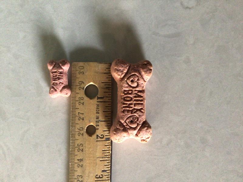 My dog can’t eat the “small”  milk bones that I just purchased. ☹️