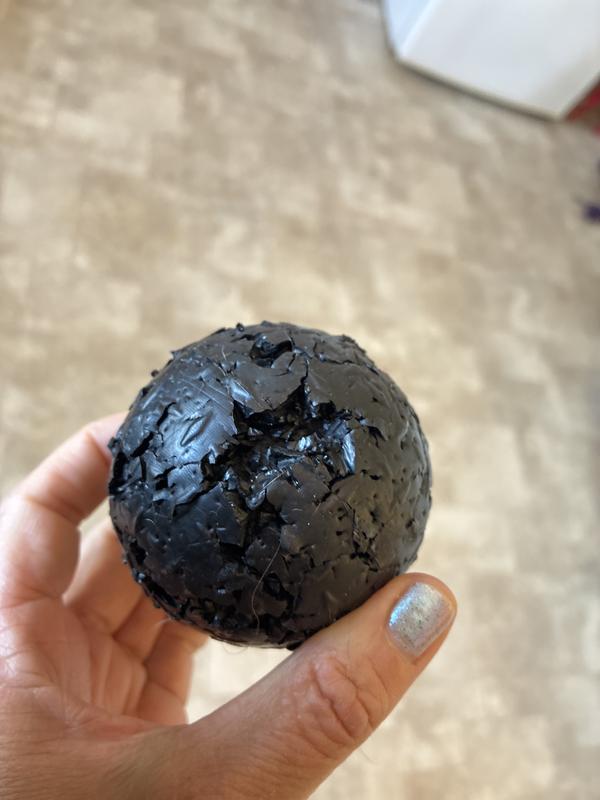 After 3-4 (supervised) play sessions. I took away many little pieces of rubber.