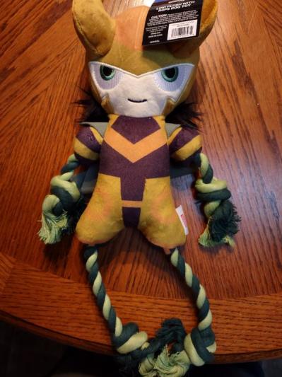 Buckle-Down Marvel Comics Loki Smirking Face Round Plush Dog Toy, Small