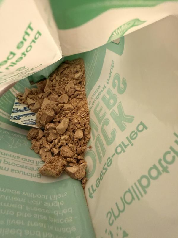 80% were Crumbs and dust. This was the lamb livers bags. The duck livers were already used for toppers days ago.