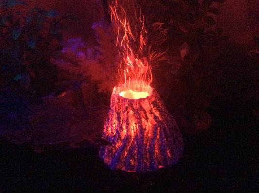 Red volcano with lights off