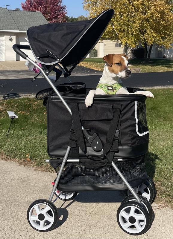 FRISCO 3 in 1 Dog & Cat Stroller with Detachable Carrier, Black