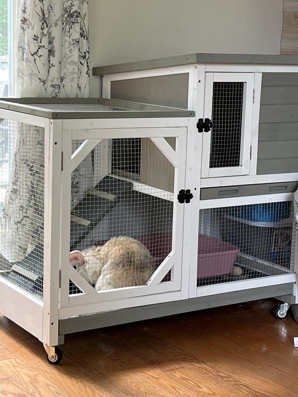 AIVITUVIN Indoor Rabbit Hutch with Pull Out Tray Large Chewy