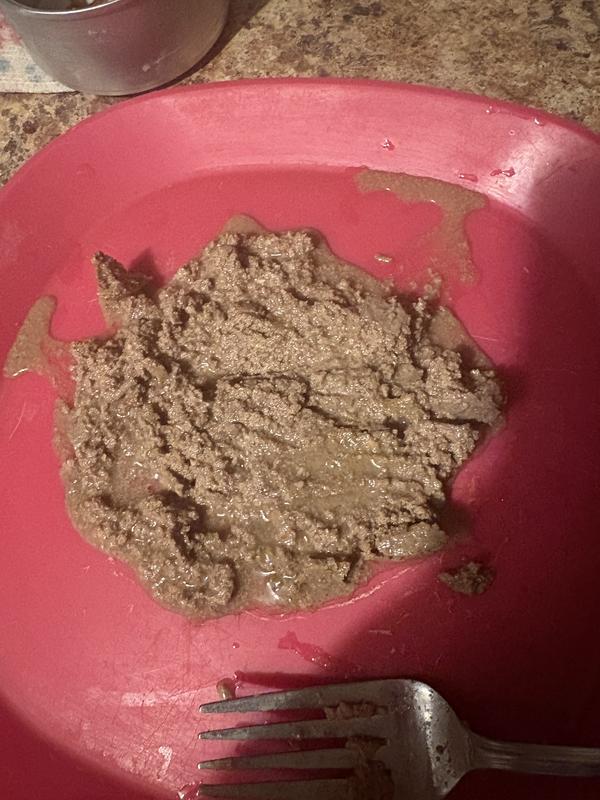 Bad tuna, right out of can and onto plate