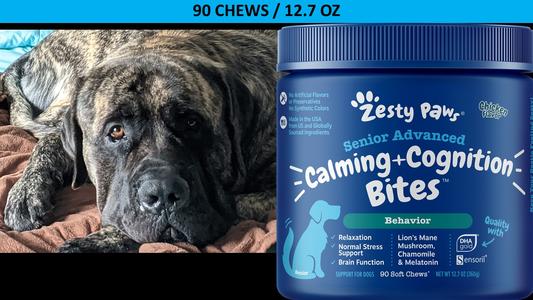 Zesty Paws Senior Advanced Calming + Cognition Bites Chicken Flavor Soft  Chews Calming Supplement for Dogs, 90 count 