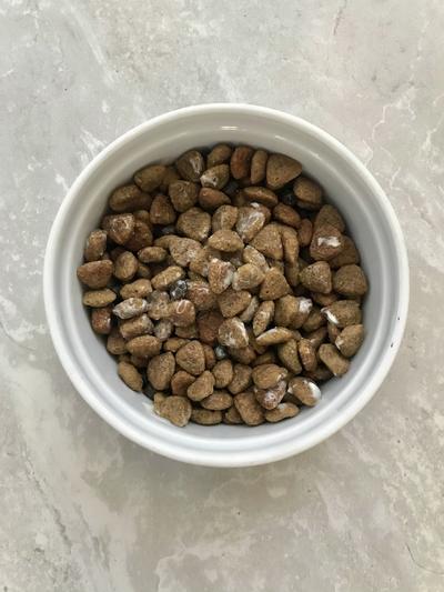 She ate the omega gel, and left the food!