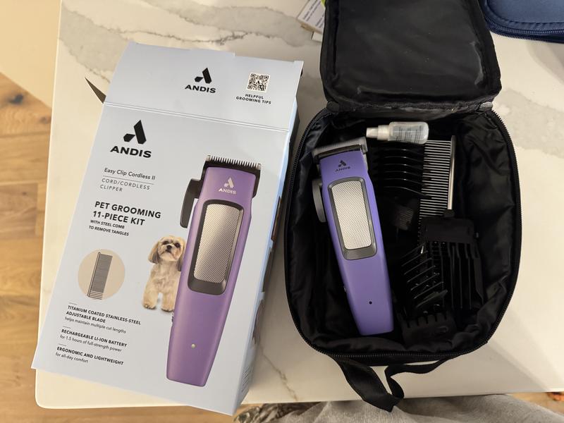 Andis Easy Clip Cordless II Dog, Cat & Small Pet Clipper Kit, Purple