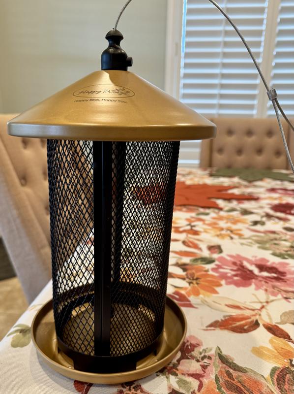 The bird feeder removed from the box.