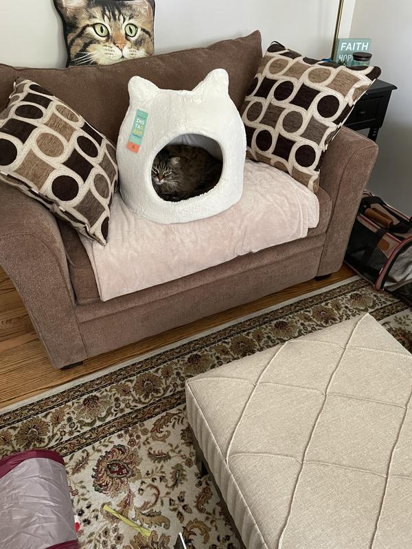 BEST FRIENDS BY SHERI Meow Hut Covered Cat & Dog Bed, Wheat, Standard