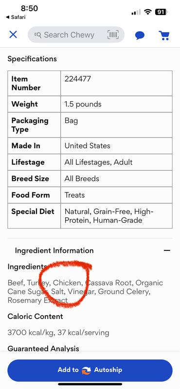 Beef treats that contain Chicken and Turkey. Why??
