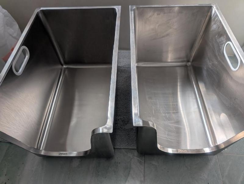 New box on left, used box on right