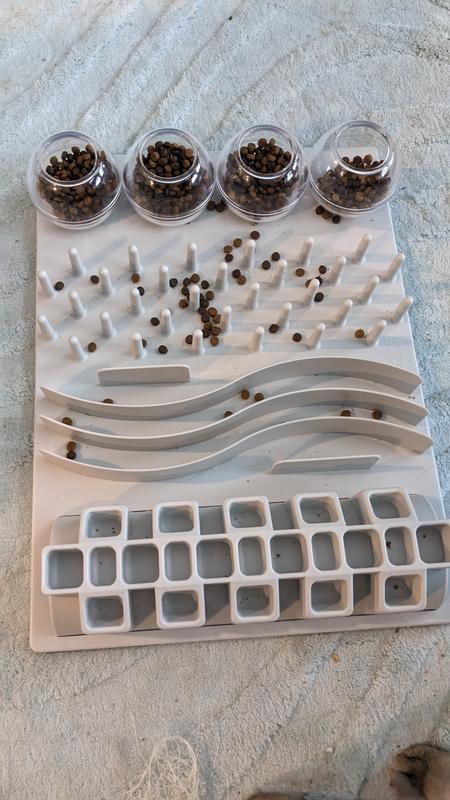 Top view of food puzzle with food inside.