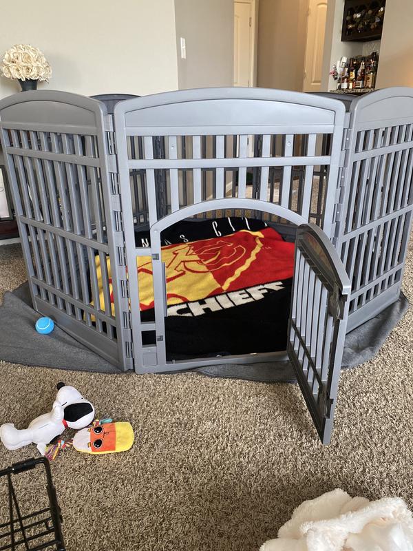 FRISCO 8 Panel Plastic Dog Exercise Playpen with Door, 34in H, Black