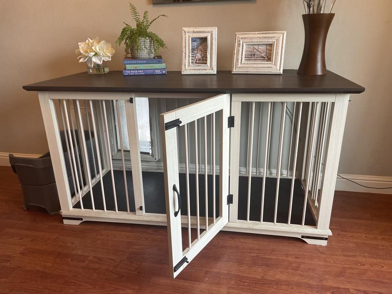 FRISCO "Broadway" Dog Crate Credenza & Mat Kit, Antique White, 65 x 28.