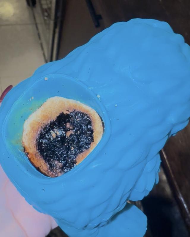 Inside of yeti treat blackened and charred.