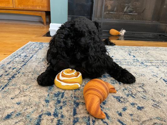 Croissant Chew and Sniff Plush Dog Toy for Small Dogs