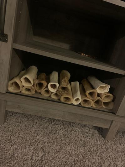 We now display her stash as “artwork” in our tv cabinet.