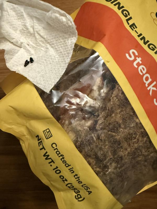 Two black bugs that were on one of the strips