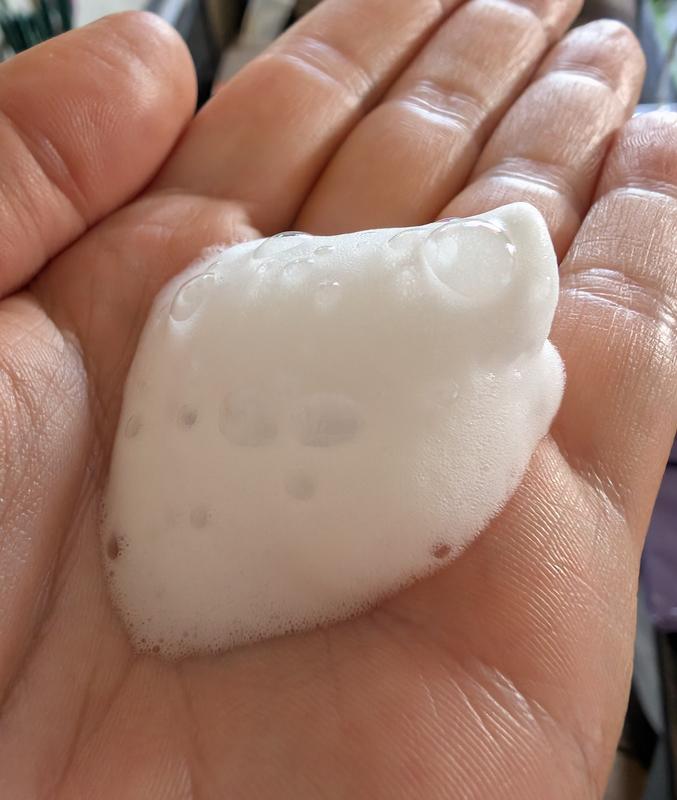 The foam is very rich and thick; it doesn't run down your hands or turn watery.