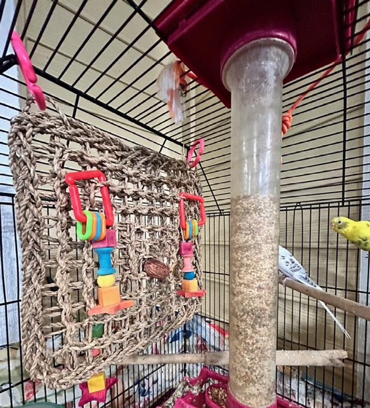SUNGROW Parrot Climbing & Cage Hammock Swing Foraging Net