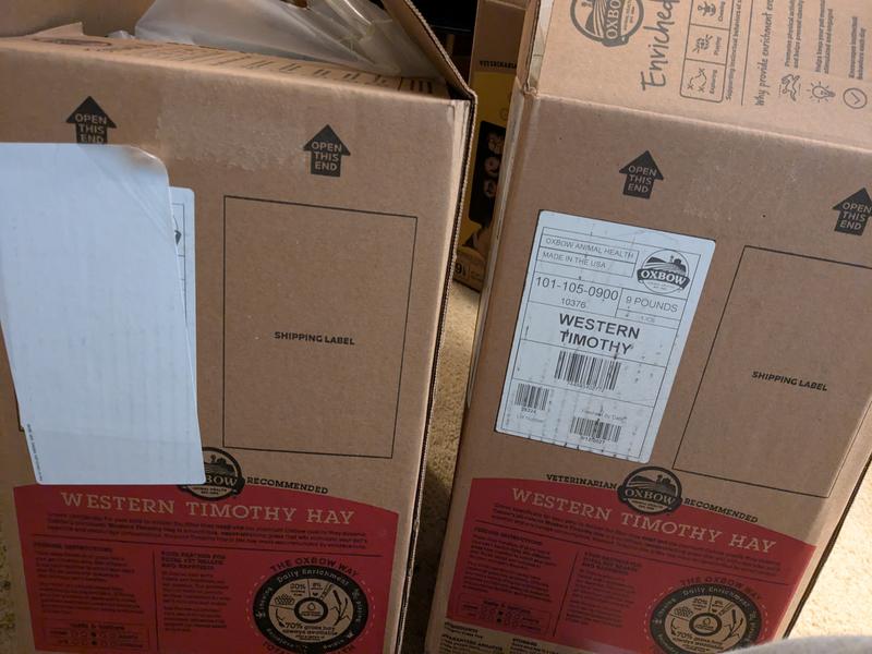 Original bad box (left) with label covered over and replacement (right)