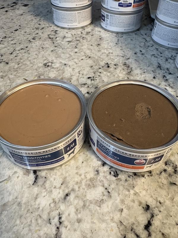The can on the right represents the new recipe.