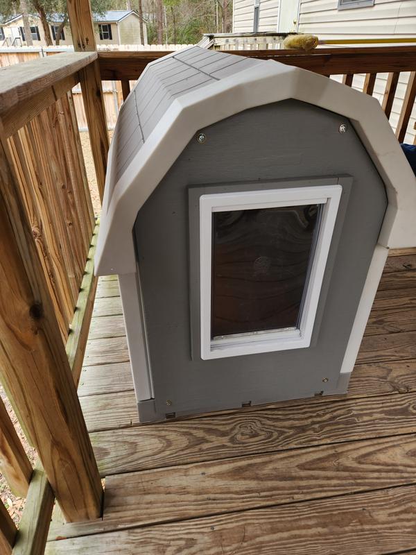 DOG PALACE Insulated Heated Dog House, Grey/Taupe