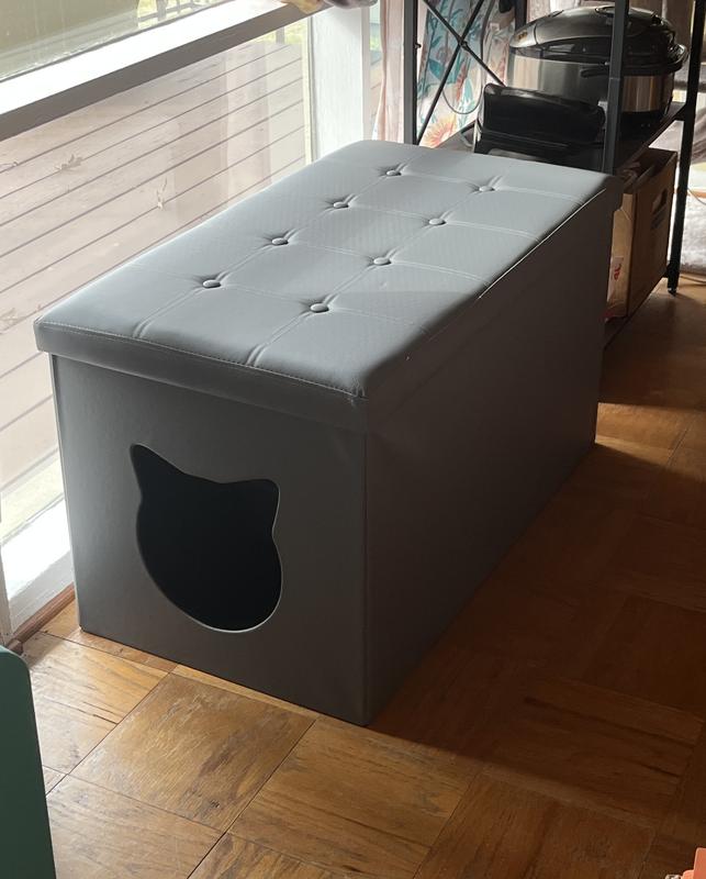 Gray ottoman litter box enclosure