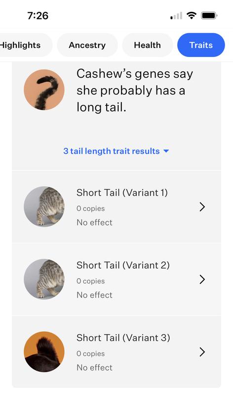 Tail gene results